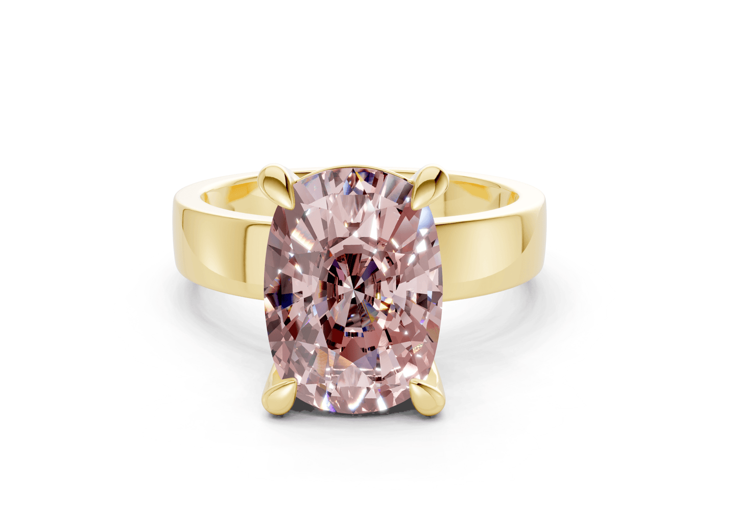 Cascade Pink Diamond Solitaire Elongated Cushion Cut 4mm Engagement Ring - Ring Premier