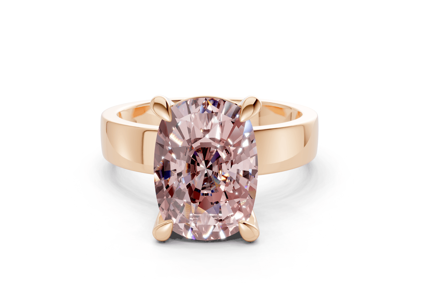 Cascade Pink Diamond Solitaire Elongated Cushion Cut 4mm Engagement Ring