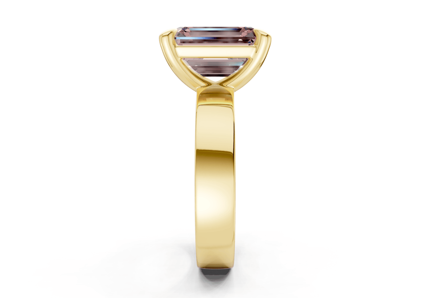 Cascade Pink Diamond Solitaire Emerald Cut 4mm Engagement Ring