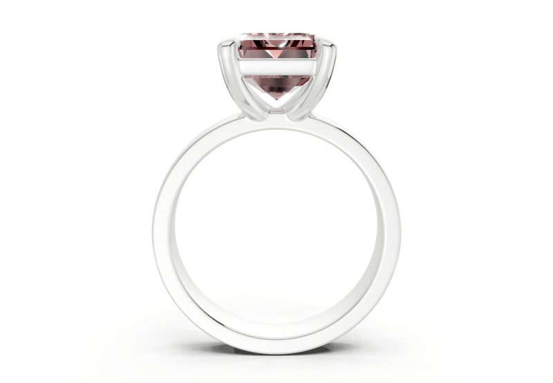 Cascade Pink Diamond Solitaire Emerald Cut 4mm Engagement Ring - Ring Premier