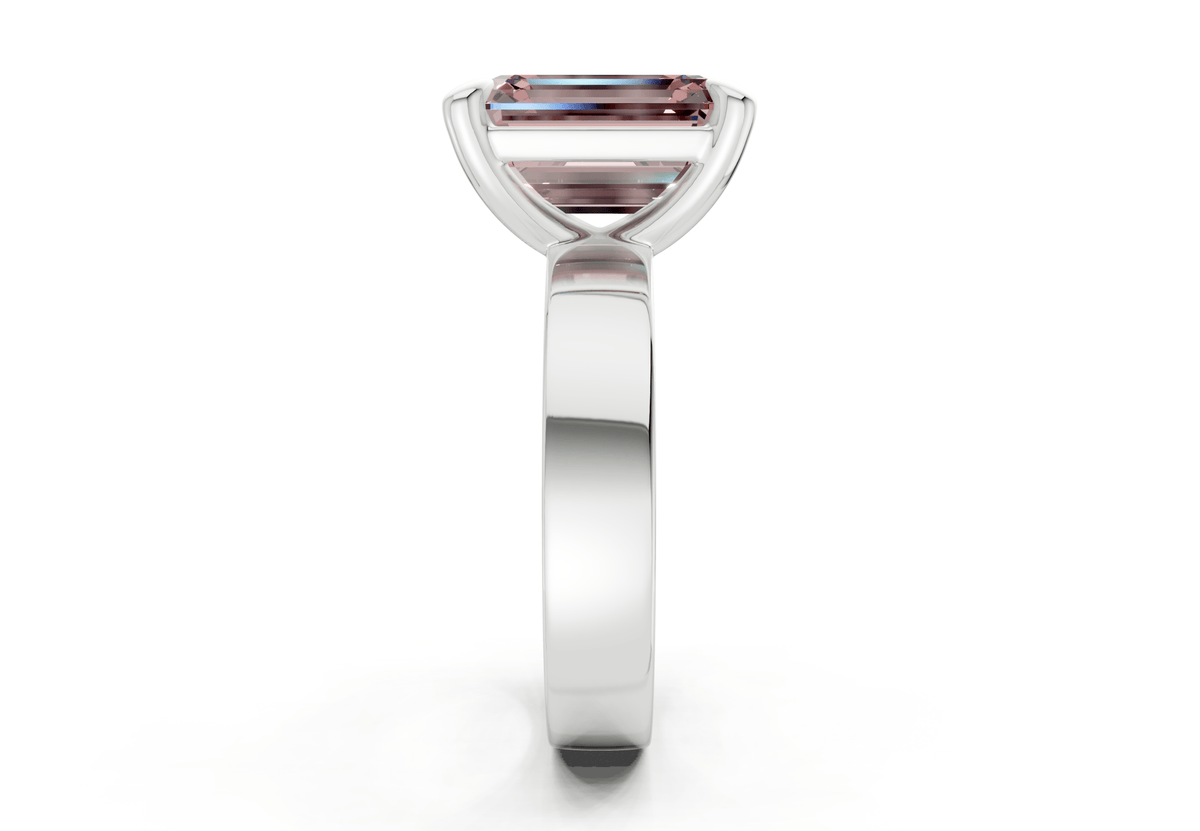 Cascade Pink Diamond Solitaire Emerald Cut 4mm Engagement Ring