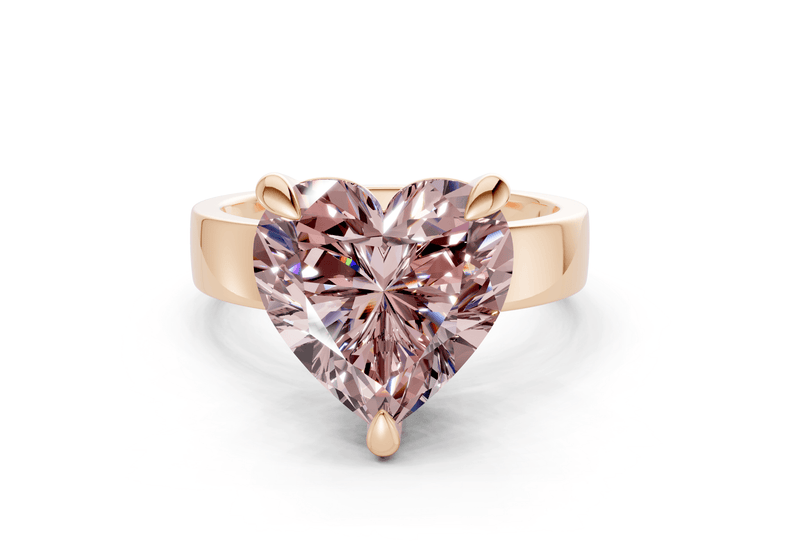 Cascade Pink Diamond Solitaire Heart Cut 4mm Engagement Ring - Ring Premier