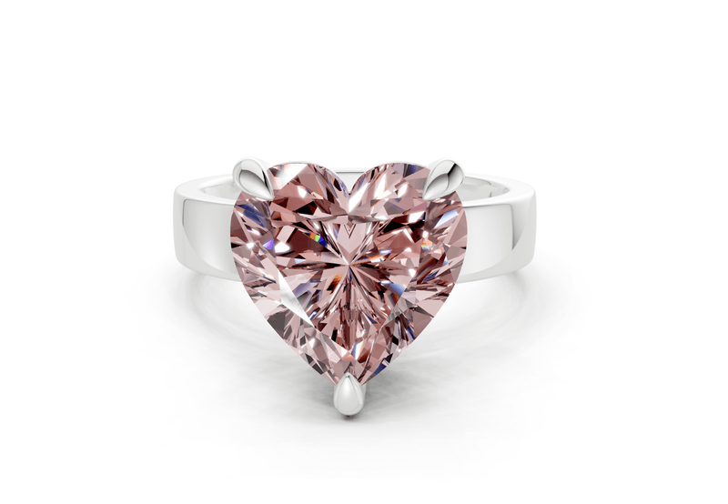 Cascade Pink Diamond Solitaire Heart Cut 4mm Engagement Ring - Ring Premier