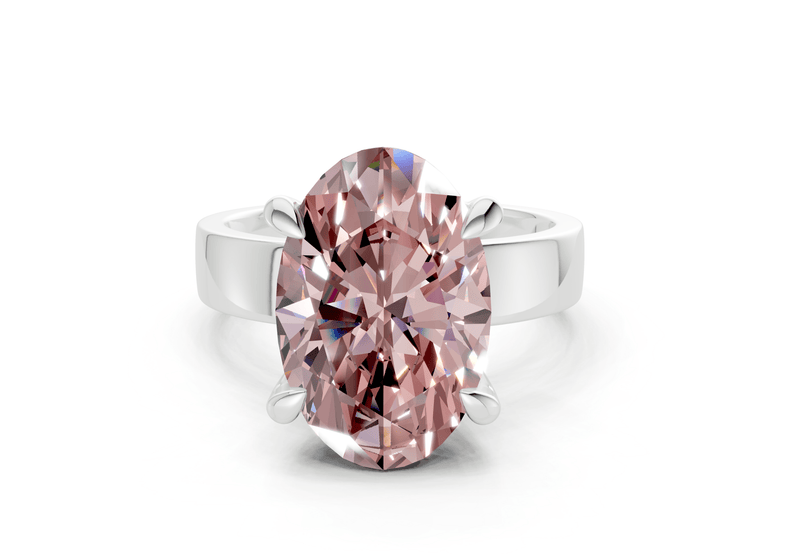 Cascade Pink Diamond Solitaire Oval Cut 4mm Engagement Ring - Ring Premier