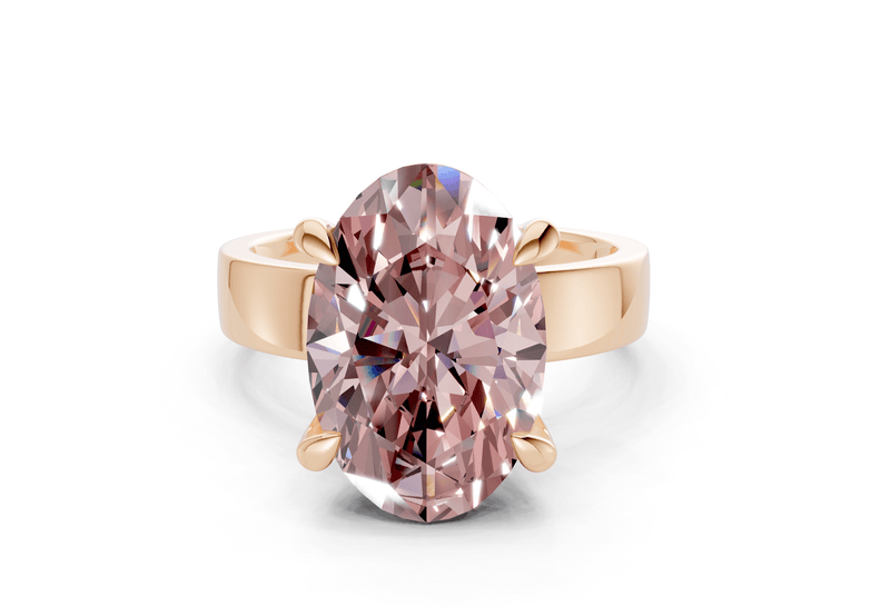 Cascade Pink Diamond Solitaire Oval Cut 4mm Engagement Ring - Ring Premier