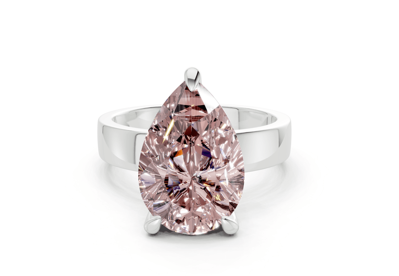 Cascade Pink Diamond Solitaire Pear Cut 4mm Engagement Ring - Ring Premier
