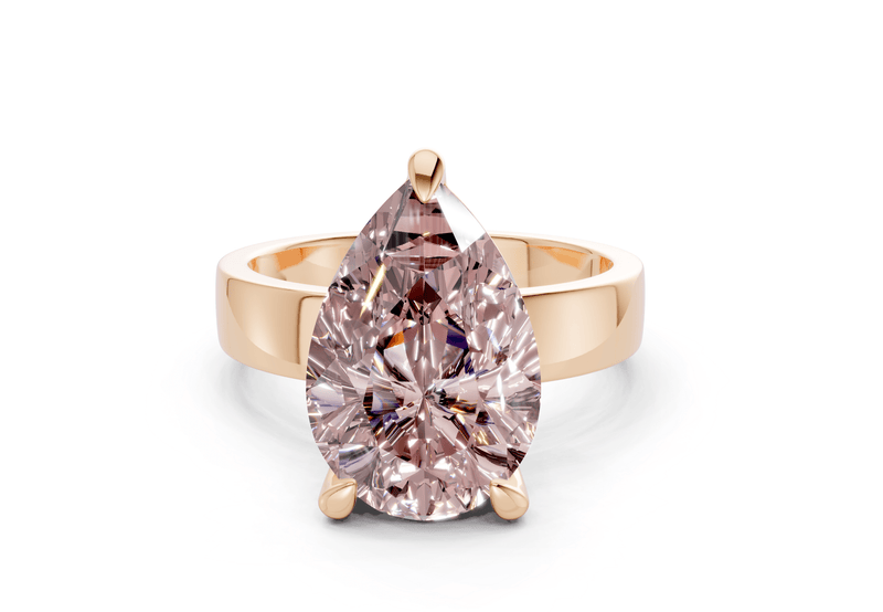 Cascade Pink Diamond Solitaire Pear Cut 4mm Engagement Ring - Ring Premier