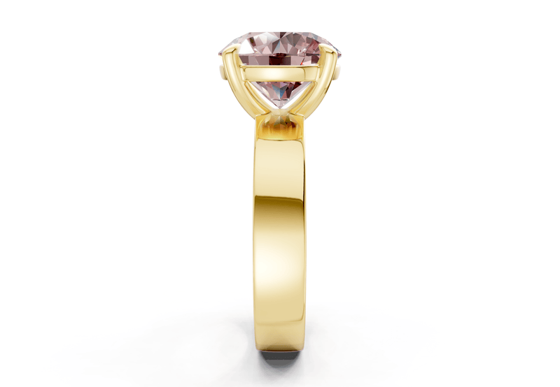 Cascade Pink Diamond Solitaire Round Cut 4mm Engagement Ring - Ring Premier