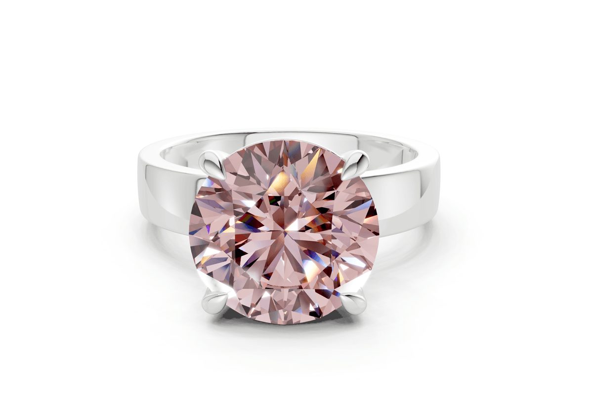 Cascade Pink Diamond Solitaire Round Cut 4mm Engagement Ring