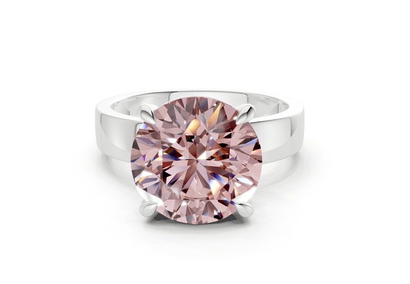 Cascade Pink Diamond Solitaire Round Cut 4mm Engagement Ring - Ring Premier