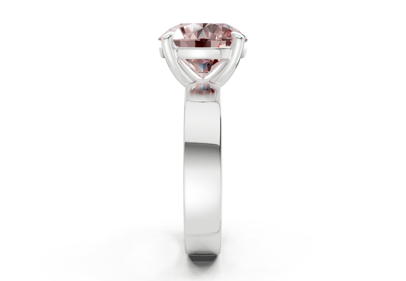 Cascade Pink Diamond Solitaire Round Cut 4mm Engagement Ring - Ring Premier