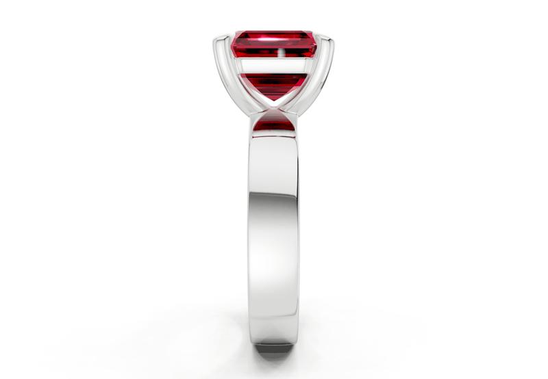 Cascade Ruby Gemstone Solitaire Asscher Cut 4mm Engagement Ring - Ring Premier