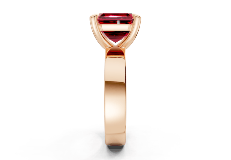 Cascade Ruby Gemstone Solitaire Asscher Cut 4mm Engagement Ring - Ring Premier