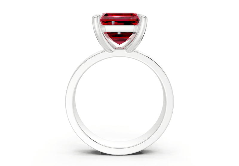 Cascade Ruby Gemstone Solitaire Asscher Cut 4mm Engagement Ring - Ring Premier