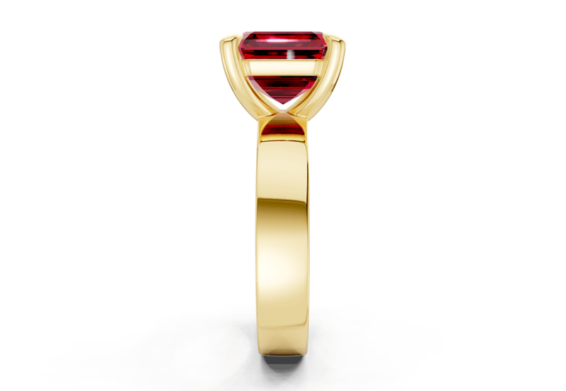 Cascade Ruby Gemstone Solitaire Asscher Cut 4mm Engagement Ring - Ring Premier