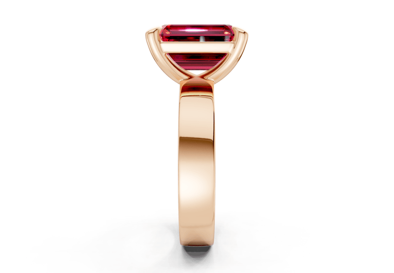 Cascade Ruby Gemstone Solitaire Emerald Cut 4mm Engagement Ring - Ring Premier