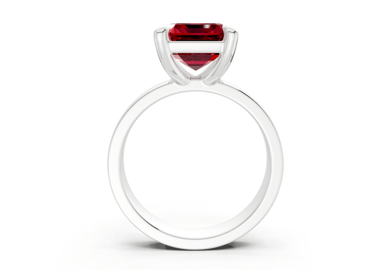 Cascade Ruby Gemstone Solitaire Emerald Cut 4mm Engagement Ring - Ring Premier