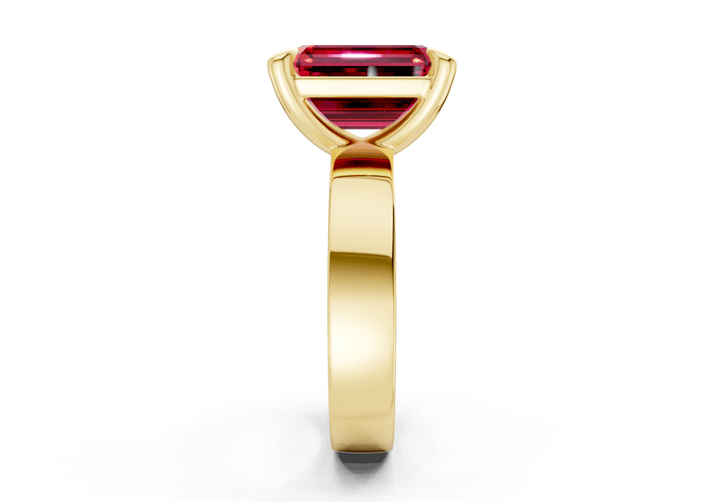 Cascade Ruby Gemstone Solitaire Emerald Cut 4mm Engagement Ring - Ring Premier