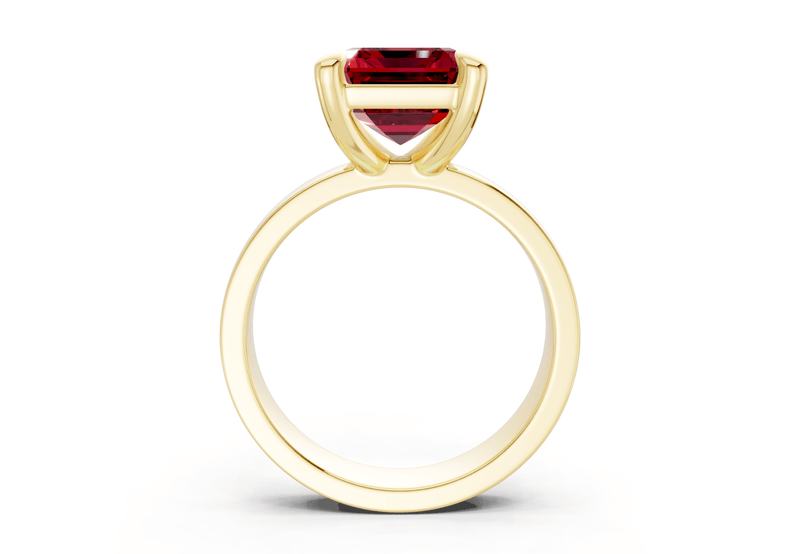 Cascade Ruby Gemstone Solitaire Emerald Cut 4mm Engagement Ring
