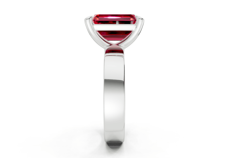 Cascade Ruby Gemstone Solitaire Emerald Cut 4mm Engagement Ring - Ring Premier