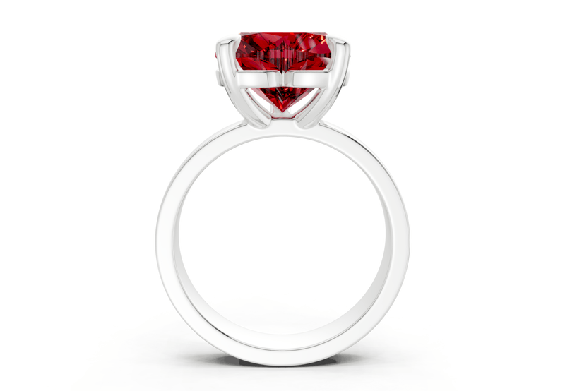 Cascade Ruby Gemstone Solitaire Heart Cut 4mm Engagement Ring - Ring Premier