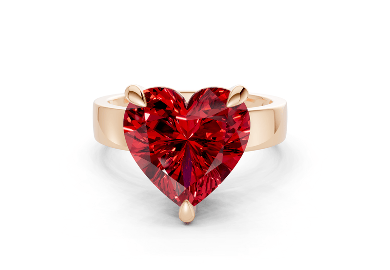 Cascade Ruby Gemstone Solitaire Heart Cut 4mm Engagement Ring - Ring Premier