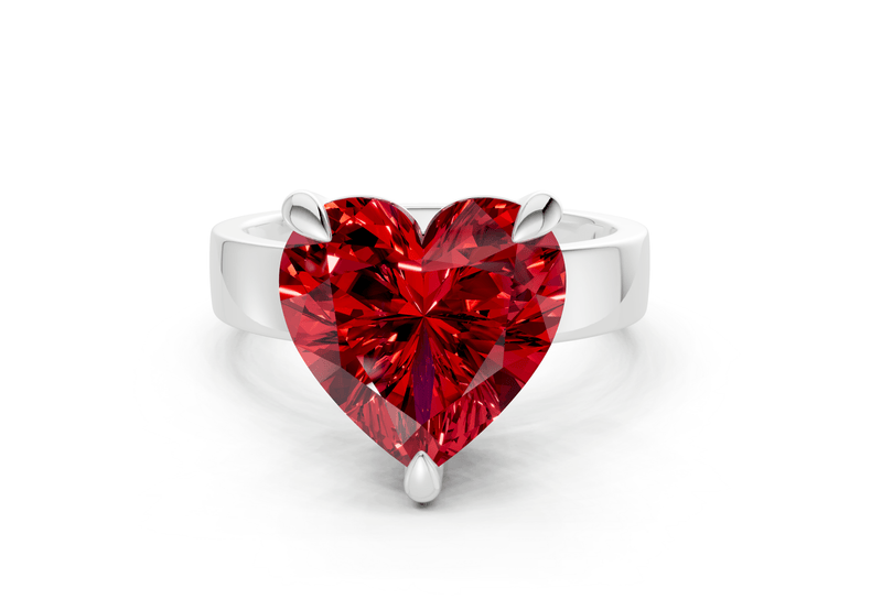 Cascade Ruby Gemstone Solitaire Heart Cut 4mm Engagement Ring - Ring Premier