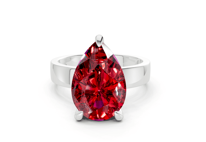 Cascade Ruby Gemstone Solitaire Pear Cut 4mm Engagement Ring - Ring Premier
