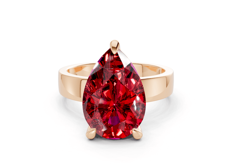Cascade Ruby Gemstone Solitaire Pear Cut 4mm Engagement Ring - Ring Premier