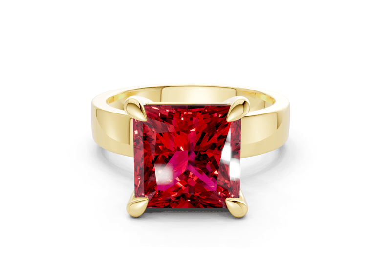 Cascade Ruby Gemstone Solitaire Princess Cut 4mm Engagement Ring