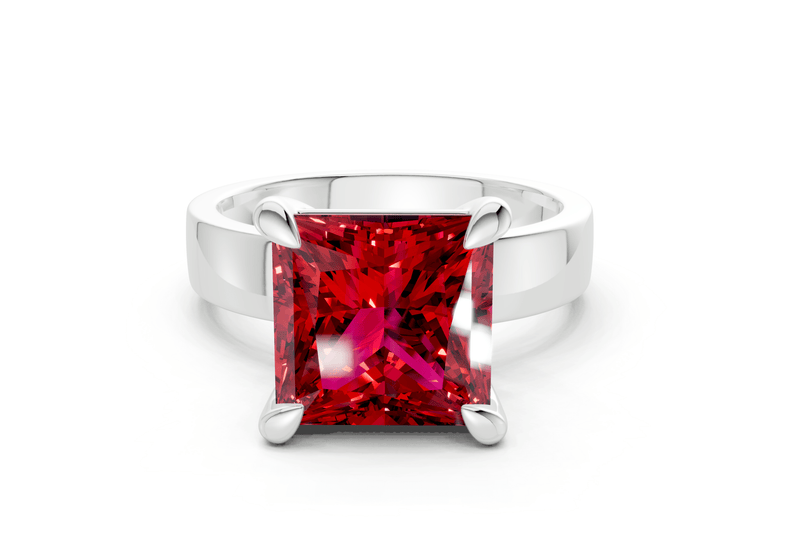 Cascade Ruby Gemstone Solitaire Princess Cut 4mm Engagement Ring - Ring Premier