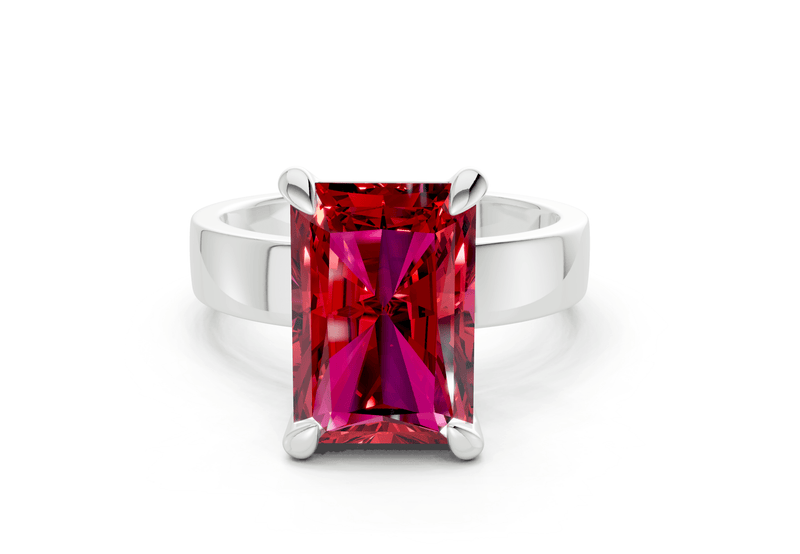Cascade Ruby Gemstone Solitaire Radiant Cut 4mm Engagement Ring - Ring Premier