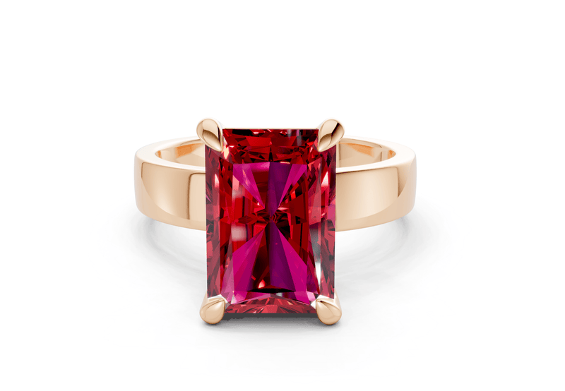 Cascade Ruby Gemstone Solitaire Radiant Cut 4mm Engagement Ring - Ring Premier