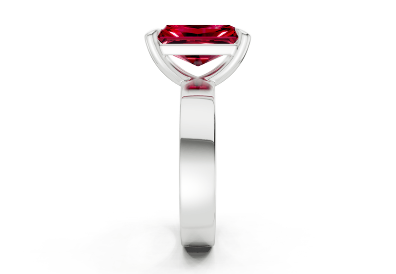 Cascade Ruby Gemstone Solitaire Radiant Cut 4mm Engagement Ring - Ring Premier
