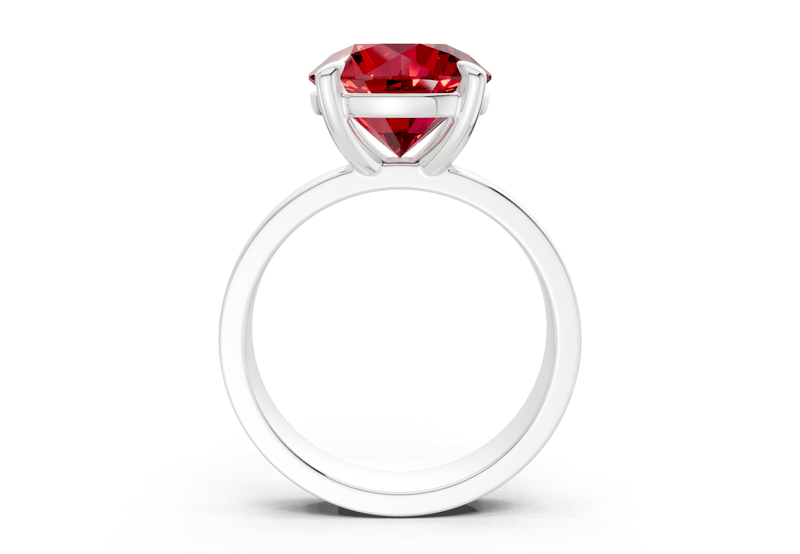 Cascade Ruby Gemstone Solitaire Round Cut 4mm Engagement Ring - Ring Premier