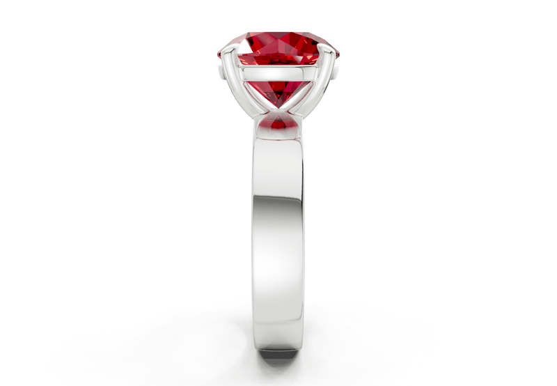 Cascade Ruby Gemstone Solitaire Round Cut 4mm Engagement Ring - Ring Premier