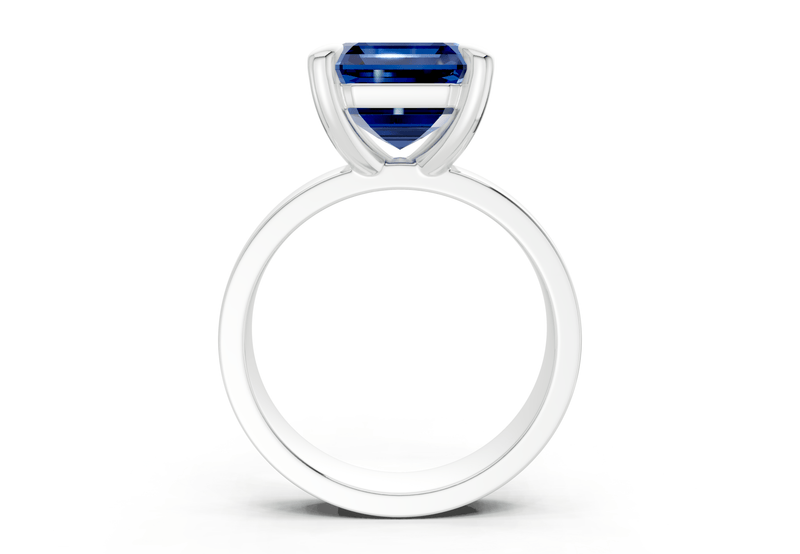 Cascade Sapphire Gemstone Solitaire Asscher Cut 4mm Engagement Ring - Ring Premier