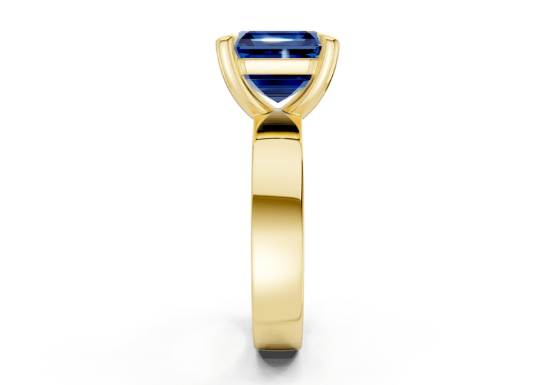 Cascade Sapphire Gemstone Solitaire Asscher Cut 4mm Engagement Ring - Ring Premier