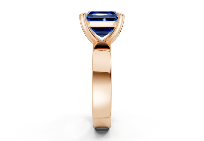 Cascade Sapphire Gemstone Solitaire Asscher Cut 4mm Engagement Ring - Ring Premier
