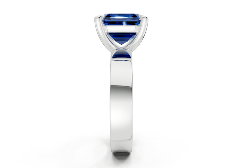 Cascade Sapphire Gemstone Solitaire Asscher Cut 4mm Engagement Ring - Ring Premier