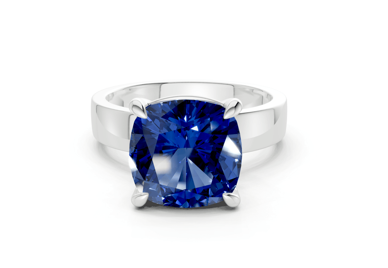 Cascade Sapphire Gemstone Solitaire Cushion Squareuare Cut 4mm Engagement Ring - Ring Premier