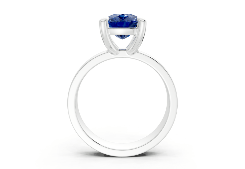 Cascade Sapphire Gemstone Solitaire Elongated Cushion Cut 4mm Engagement Ring - Ring Premier