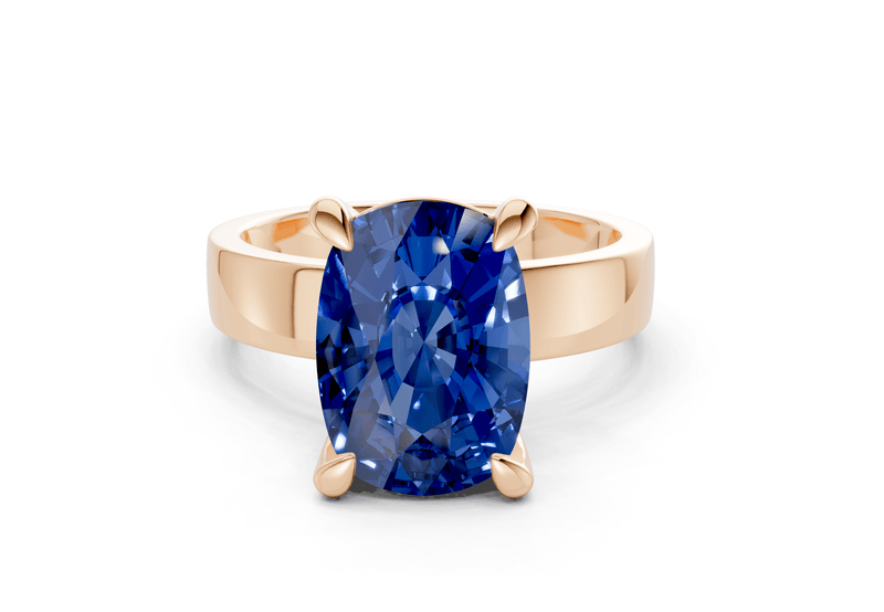 Cascade Sapphire Gemstone Solitaire Elongated Cushion Cut 4mm Engagement Ring - Ring Premier