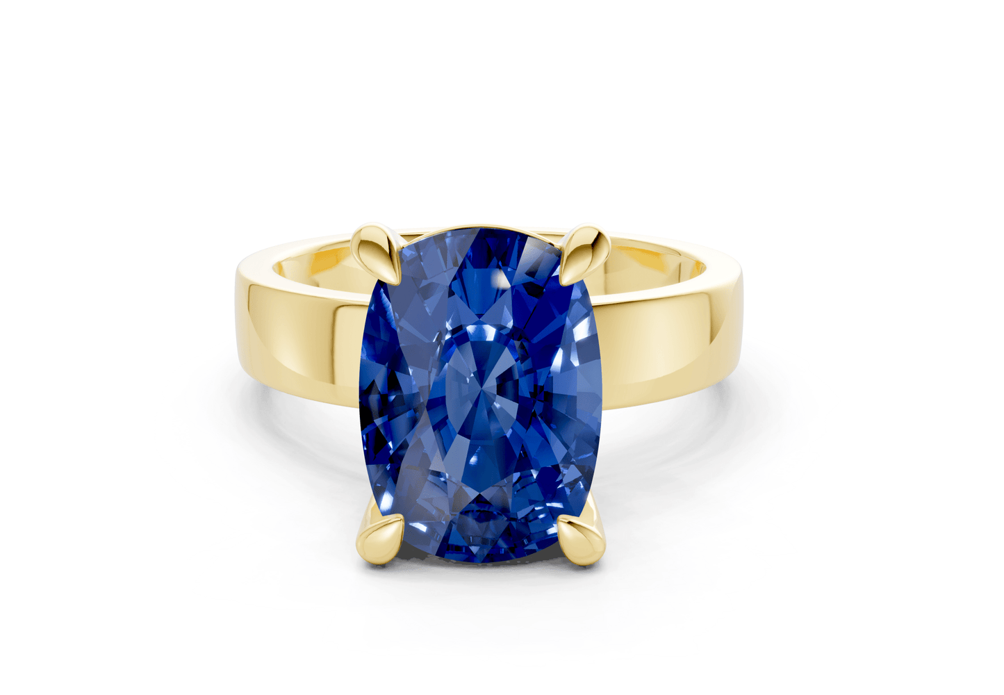 Cascade Sapphire Gemstone Solitaire Elongated Cushion Cut 4mm Engagement Ring - Ring Premier