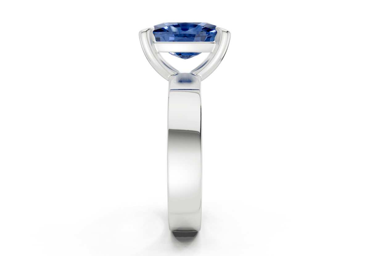 Cascade Sapphire Gemstone Solitaire Elongated Cushion Cut 4mm Engagement Ring