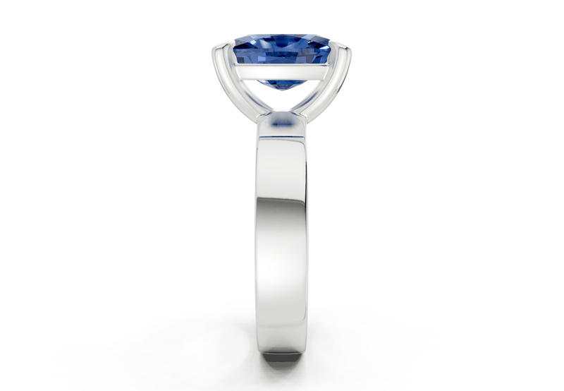 Cascade Sapphire Gemstone Solitaire Elongated Cushion Cut 4mm Engagement Ring - Ring Premier