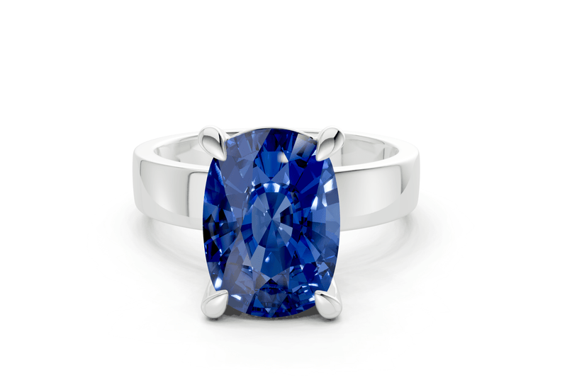 Cascade Sapphire Gemstone Solitaire Elongated Cushion Cut 4mm Engagement Ring - Ring Premier