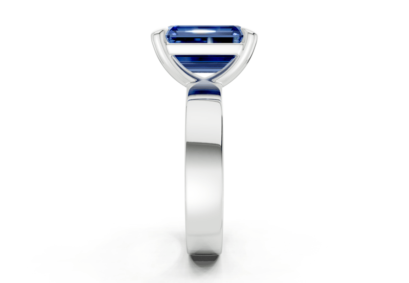 Cascade Sapphire Gemstone Solitaire Emerald Cut 4mm Engagement Ring - Ring Premier