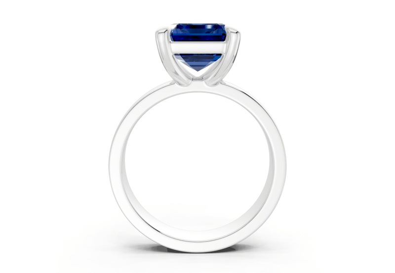 Cascade Sapphire Gemstone Solitaire Emerald Cut 4mm Engagement Ring - Ring Premier