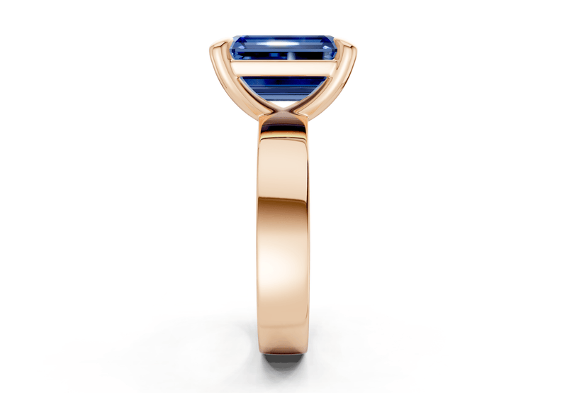 Cascade Sapphire Gemstone Solitaire Emerald Cut 4mm Engagement Ring - Ring Premier